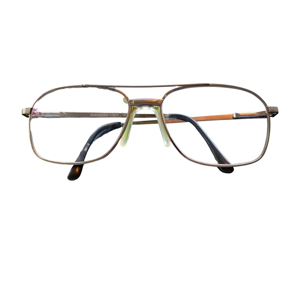 Stetson 178 Mens Vintage Aviator Eyeglasses Gold Metal Frame Double Bridge 56-16